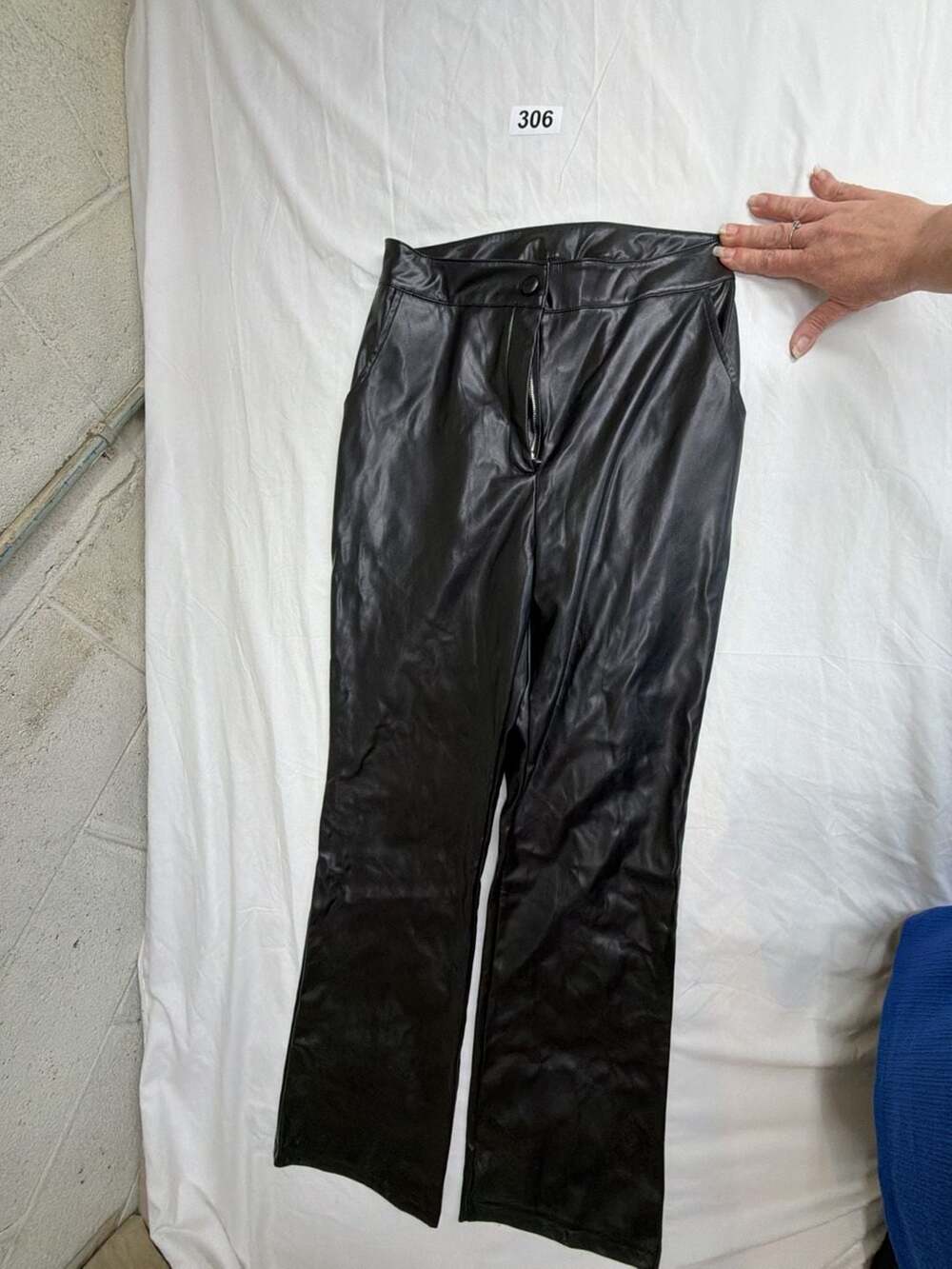Windsor Black Faux Leather Flare Leg Pants Size L
